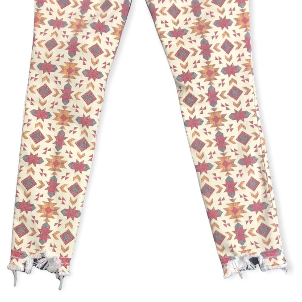 Free People Cream & Rust Patterned High-Rise Jeggings - Picture 6 of 14